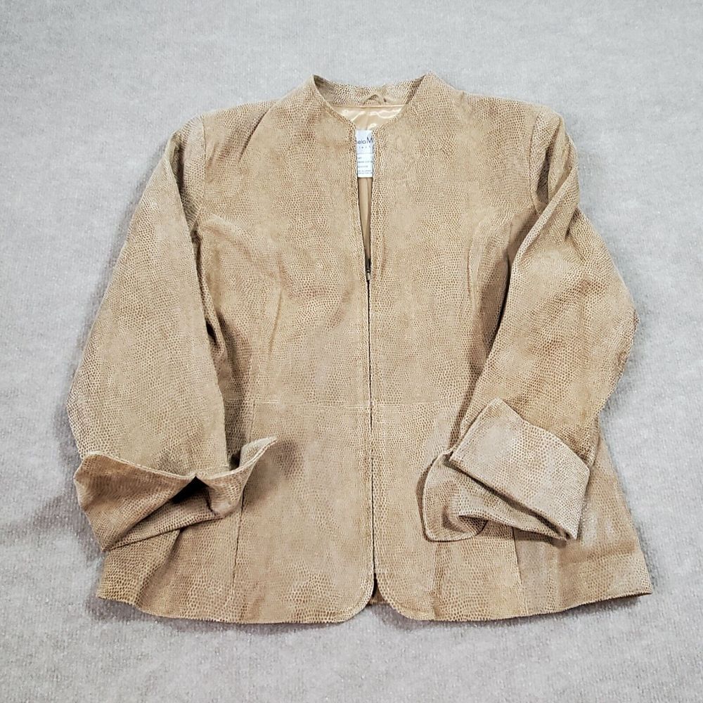 Pamela McCoy Brown Genuine‎ Skin Leather Jacket Womens Size Large Light Weight